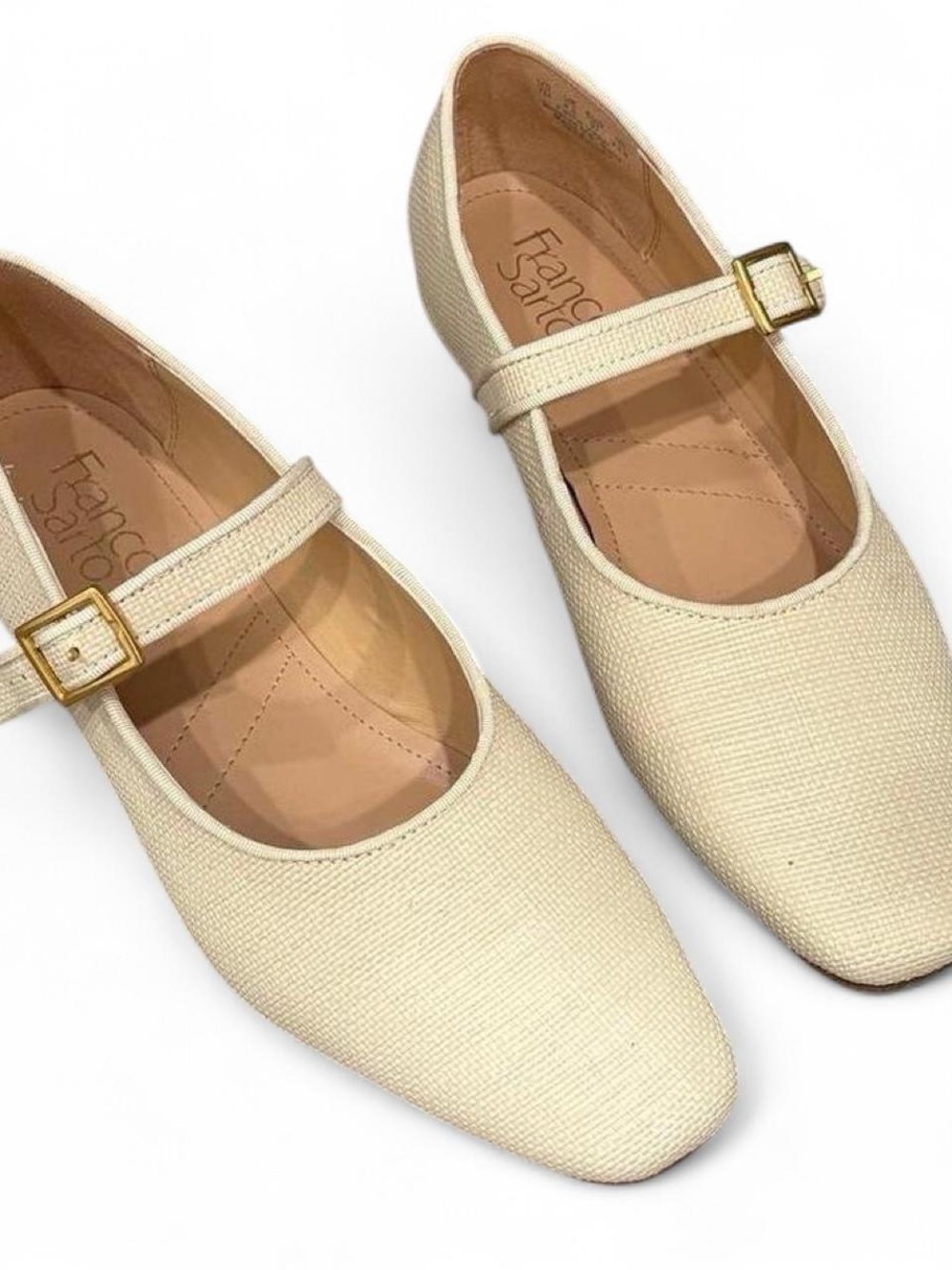 Franco Sarto Cream Valerina Slip On Mary Jane Flats